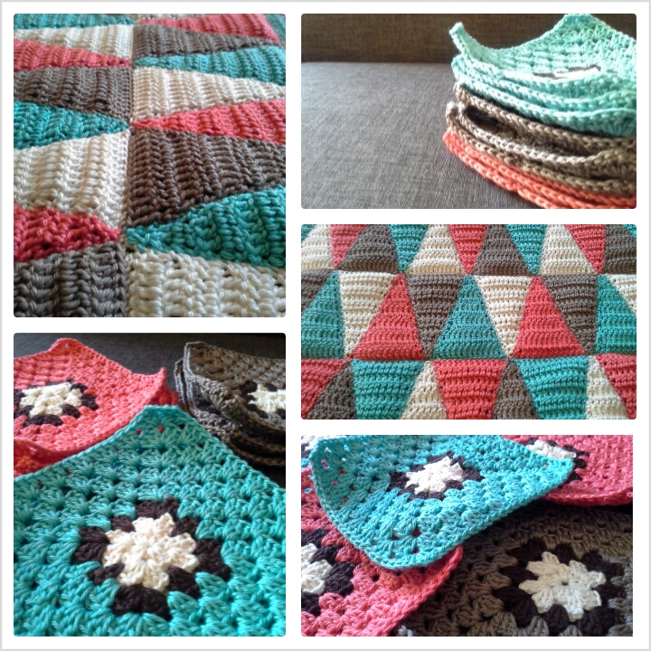 gehäkeltes Triangelkissen, crochet triangle pillow, granny squares, crochet cussion, work in progress