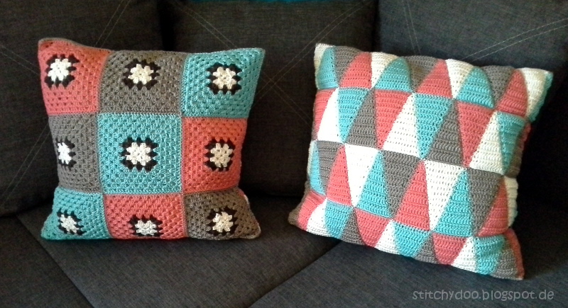 Häkelkissen / triangle crochet pillow / granny square cushion