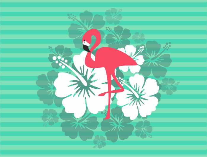 Flamingo Breeze Stoffdesign by stitchydoo / Hibiskus Blüte türkis, koralle, weiß / fabric design