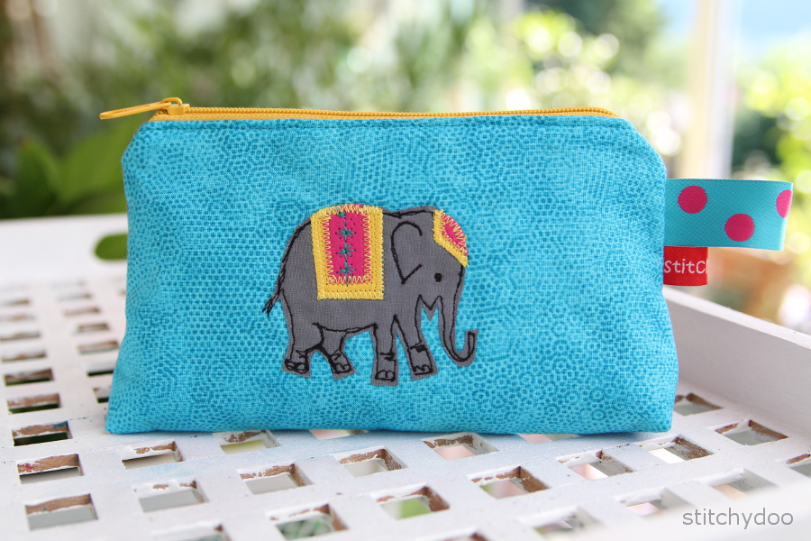 Kosmetiktäschchen mit Elefant-Appliktation | makeup zipper pouche with elephant applique