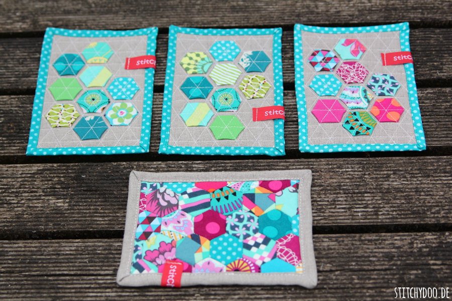 stitchydoo: Stoffkartentausch | Meine Patchworkkarten im Mai - Modern Hexies