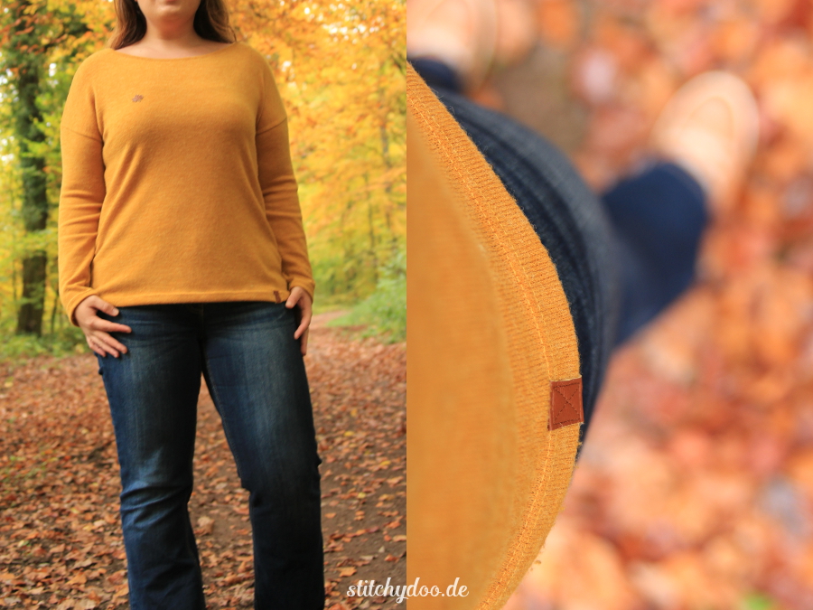 stitchydoo: Senfgelb durch den Herbst | Long Kimono Tee aus Strickstoff