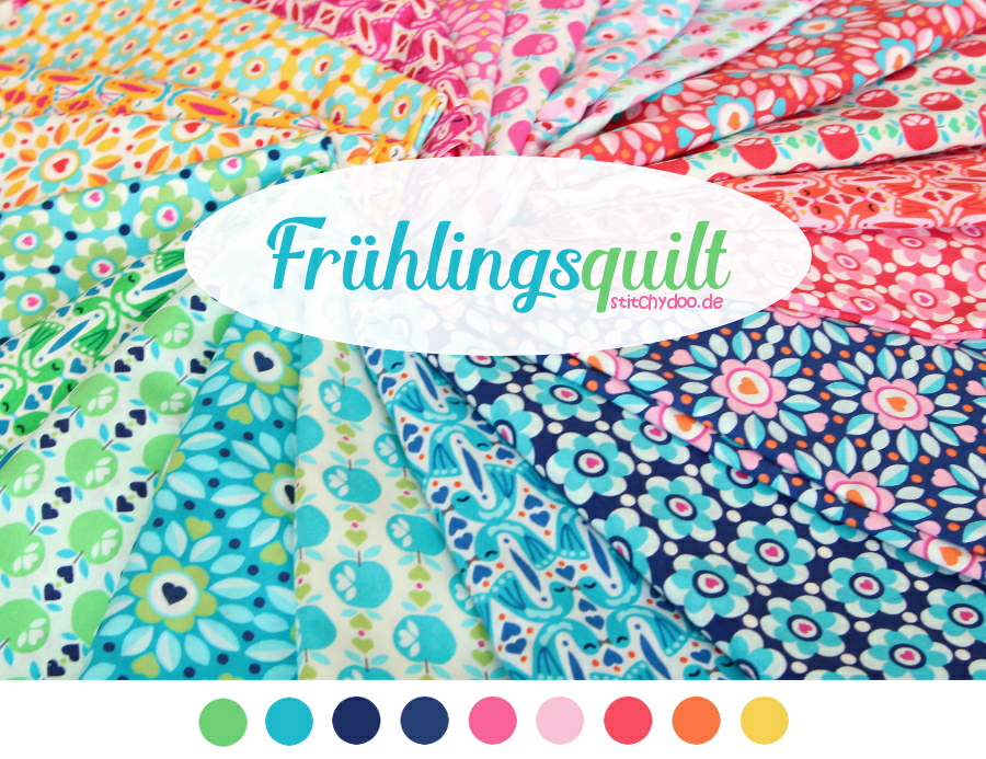 stitchydoo: Kunterbuntes Frühlings-Patchwork | Economy Block Quilt to be... - Bunte Stoffe aus der Seria Surprise Surprise von Jolijou