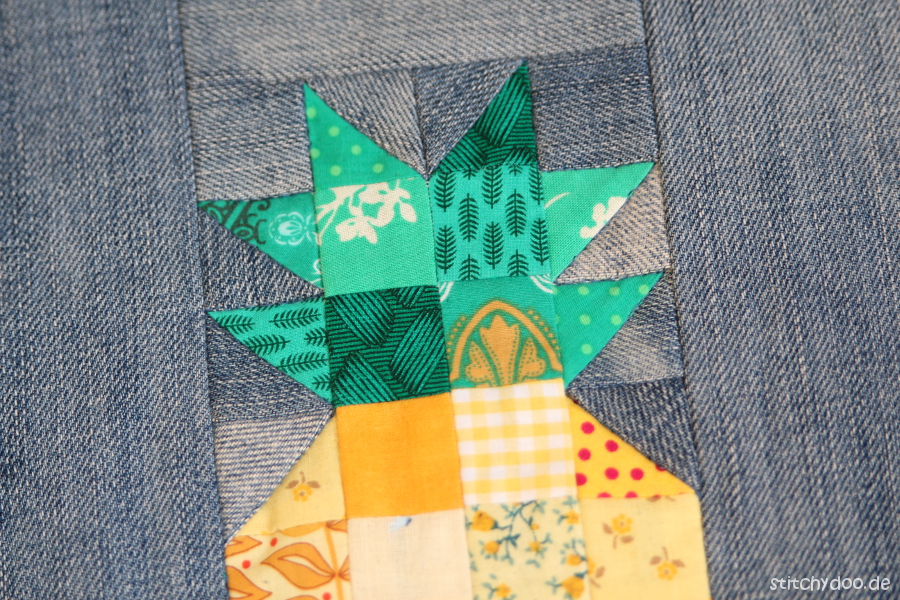 stitchydoo: Ananas Mini Quilt | Jeans-Recycling trifft Patchwork {Foundation Paper Piecing Freebie}