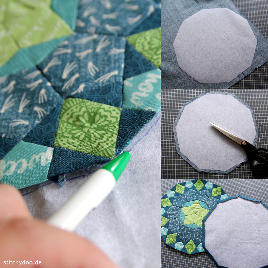 stitchydoo: La Passacaglia Mini - English Paper Piecing Untersetzer - Rückseite nähen