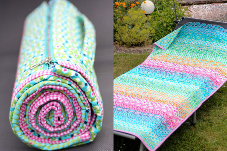 stitchydoo: Liegewiese - Regenbogenquilt als Auflage für die Sonnenliege