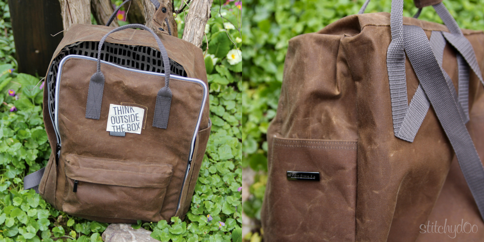 Der andere Rucksack aus Oilskin mit Handmade Label